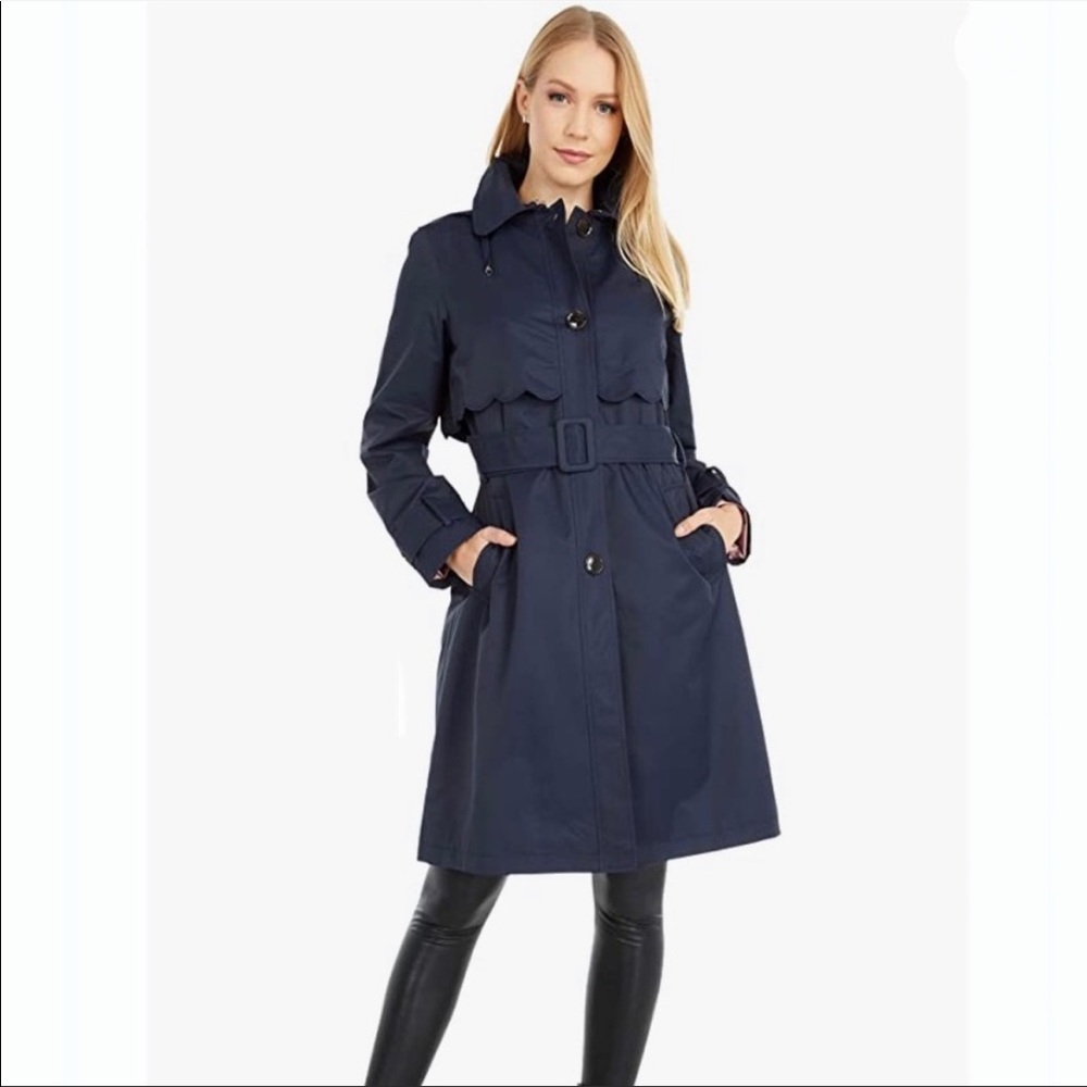 Kate Spade rain trench w/ belt Navy XS